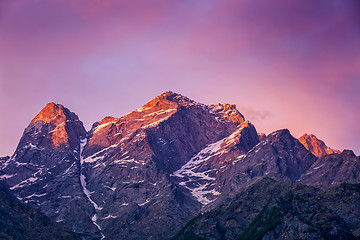 Image showing Sunset in Himalayas