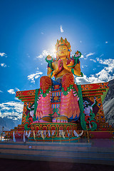 Image showing Buddha Maitreya statue in Diskit Gompa. Nubra Valley. Ladakh, In