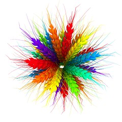 Image showing Colorful spikelets design. Top view. 3d render