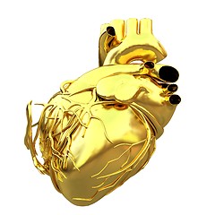 Image showing Golden anatomical heart. 3d render