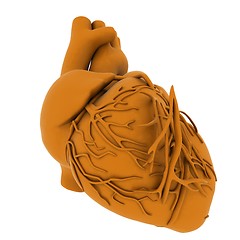 Image showing Yellow human heart. 3d illustration