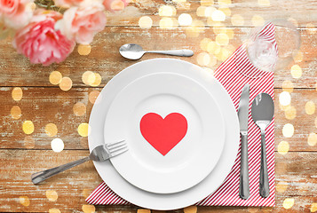 Image showing close up of table setting for valentines day