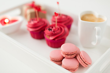 Image showing close up of red sweets for valentines day