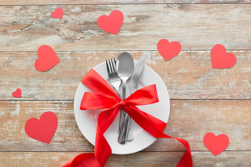 Image showing close up of table setting for valentines day