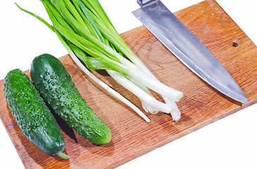 Image showing fresh vegetables on a cutting board