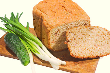 Image showing bread and vegetables on a white background
