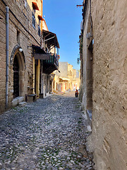 Image showing Historical street of old town Rhodes