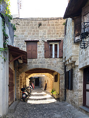 Image showing Historical street of old town Rhodes