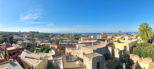 Image showing Panoramic view of old town of Rhodes