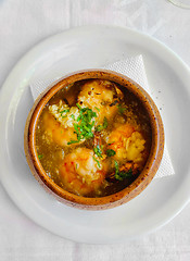 Image showing bowl of garlic prawns