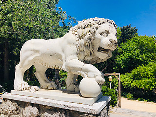 Image showing Statuette of lion in Rodini Park 