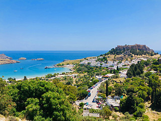 Image showing Panoramic view of Lindos