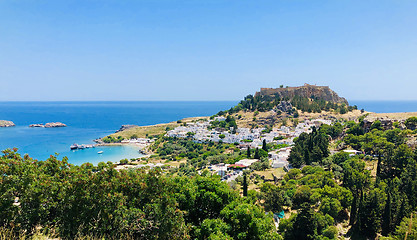 Image showing Panoramic view of Lindos