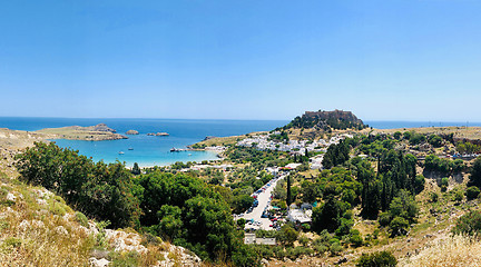 Image showing Panoramic view of Lindos