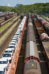 Image showing German railroad cargo station Munich North with standing trains