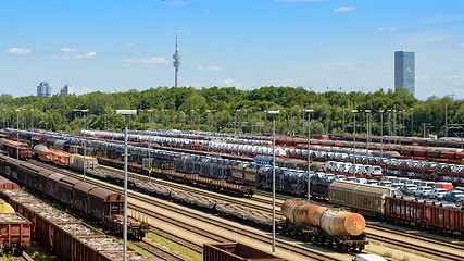 Image showing Panoramic view of Munich North rail classification yard