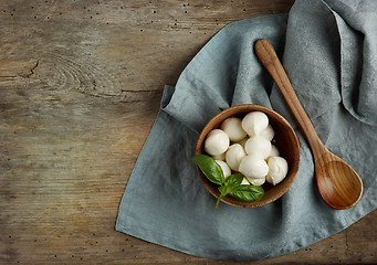 Image showing bowl of mozzarella cheese balls