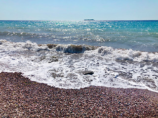 Image showing beautiful sea waves in Greece