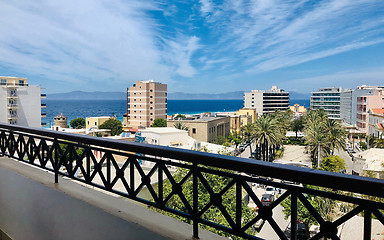 Image showing View of hotels and Aegean sea in Rodos