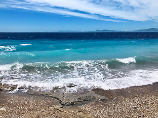 Image showing beautiful sea waves in Greece