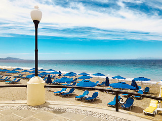 Image showing Aegean sea coastline and beach in Rhodes Island, Greece