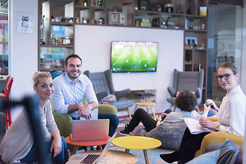 Image showing Startup Business Team At A Meeting at modern office building