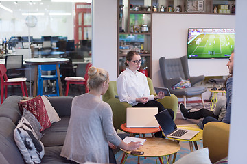 Image showing Startup Business Team At A Meeting at modern office building