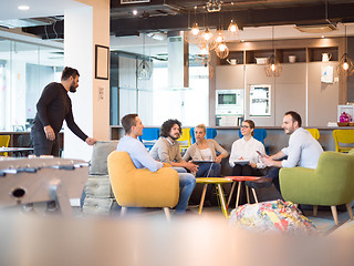 Image showing Startup Business Team At A Meeting at modern office building