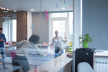 Image showing startup business team playing ping pong tennis