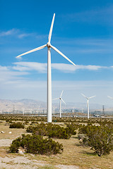 Image showing Dramatic Wind Turbine Farm in the Desert of California.