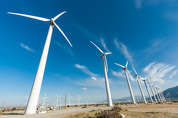 Image showing Dramatic Wind Turbine Farm in the Desert of California.