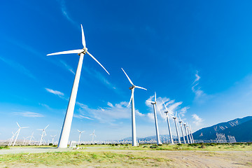 Image showing Dramatic Wind Turbine Farm in the Desert of California.