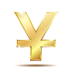 Image showing Shiny golden Yuan currency symbol