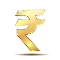 Image showing Golden Rupee Currency Icon Isolated on white