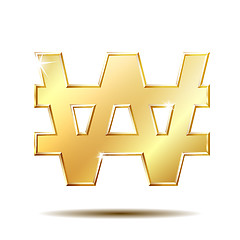 Image showing Gold shiny Korean won symbol