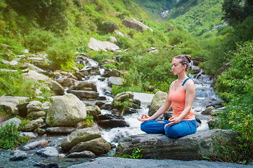 Image showing Woman in Padmasana outdoors