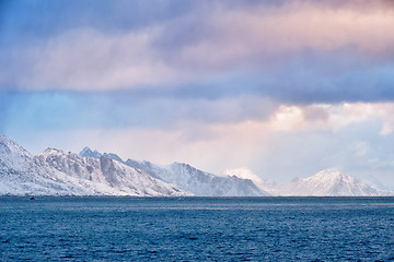 Image showing Fjord in Norway on sunrise