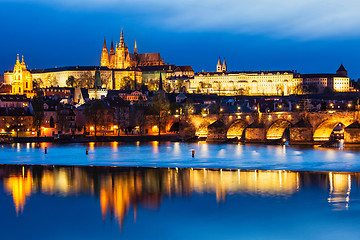 Image showing View of Charles Bridge Karluv most and Prague Castle