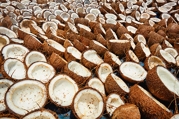 Image showing Drying coconuts, Kerala, South India