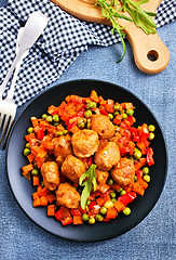 Image showing vegetables with meatballs