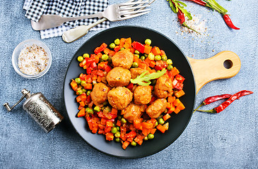 Image showing vegetables with meatballs