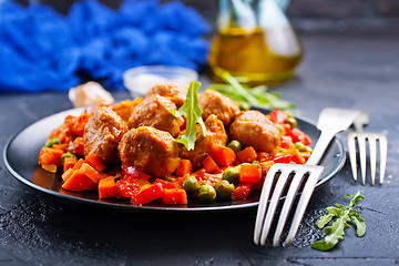 Image showing vegetables with meatballs