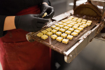 Image showing confectioner with chocolate coating machine