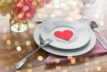 Image showing close up of table setting for valentines day