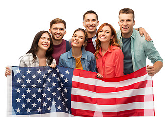 Image showing group of smiling friends with american flag