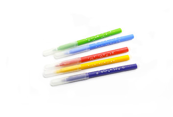 Image showing Multicolored felt pens on white background