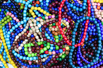 Image showing Colorful bright beads, close-up background