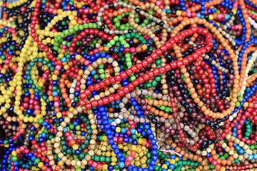 Image showing Colorful bright beads, close-up background