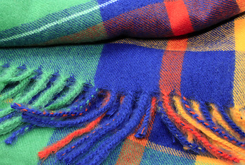 Image showing Texture of a bright multicolor scarf with fringe