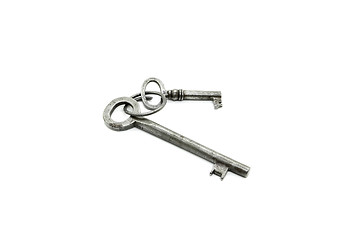 Image showing Two very old keys on white background